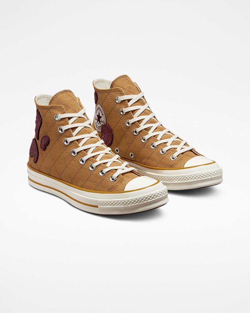 Tenisi Inalti Dama Converse Chuck 70 Crafted Patches Portocalii Visinii Inchis | RO KAXQ13483